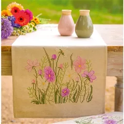 Pink Flowers Table Runner